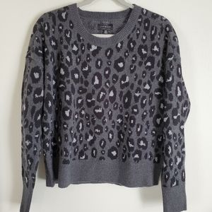 Lucky Brand Cheetah Print Crew Neck Sweater Size M